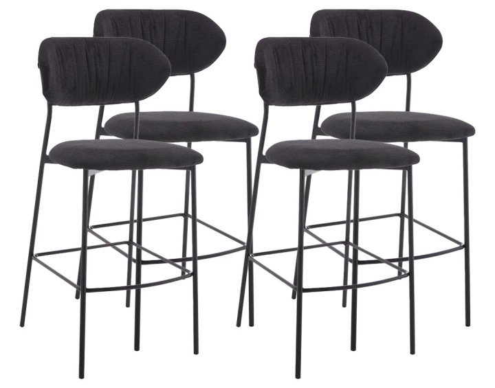 Lot de 4 tabourets en tissu gris anthracite Rosita