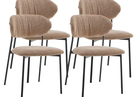 Lot de 4 chaises en tissu beige Rosita