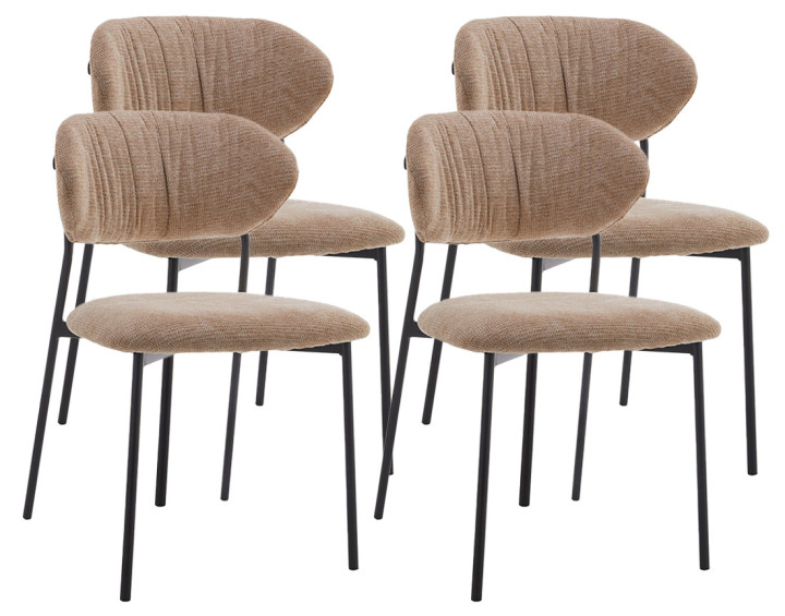 Lot de 4 chaises en tissu beige Rosita