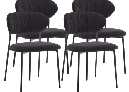 Lot de 4 chaises en tissu gris anthracite Rosita