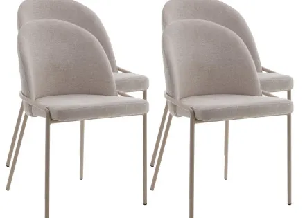 Lot de 4 chaises en tissu beige Imelda