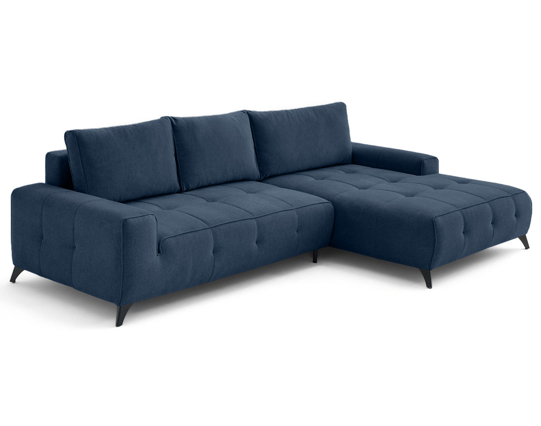 Canapé d'angle droit 4 places convertible avec coffre en tissu texturé Rimini