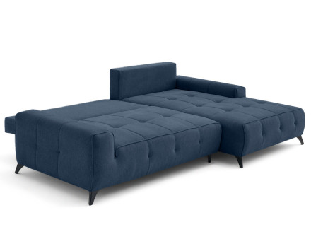 Canapé d'angle droit 4 places convertible avec coffre en tissu texturé Rimini