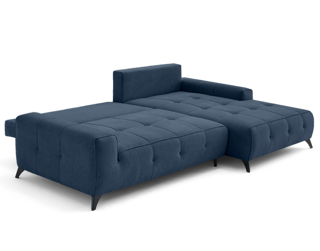 Canapé d'angle droit 4 places convertible avec coffre en tissu texturé Rimini