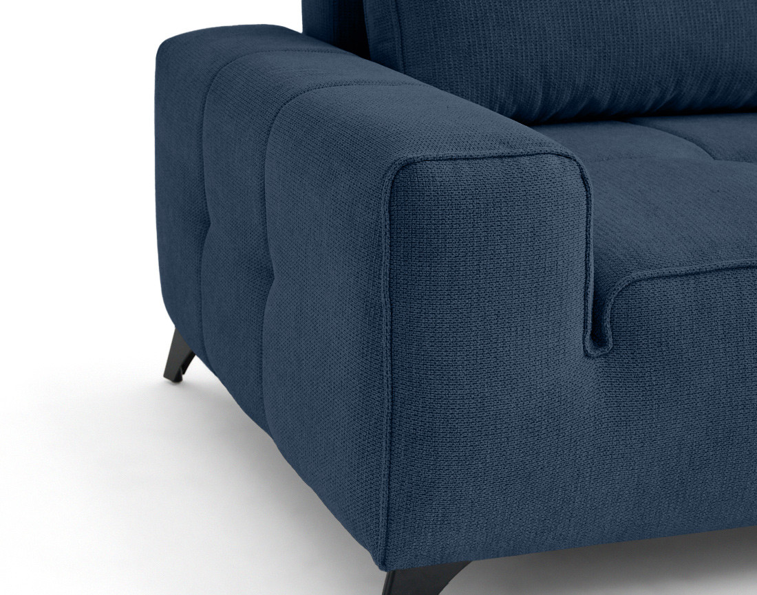 Canapé d'angle droit 4 places convertible avec coffre en tissu texturé Rimini