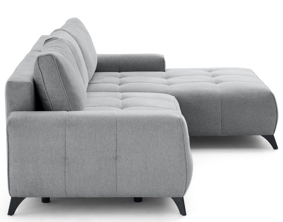 Canapé d'angle droit 4 places convertible avec coffre en tissu texturé Rimini Canapé d'angle droit 4 places convertible avec coffre en tissu texturé Rimini