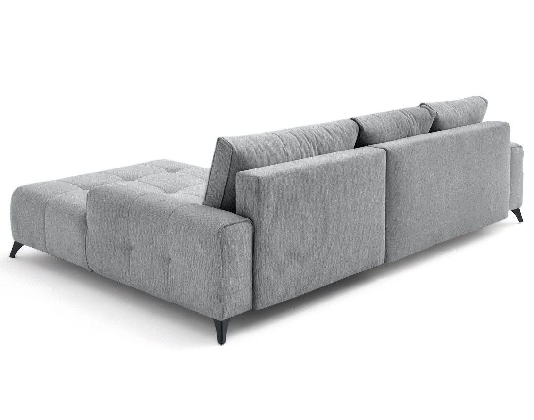 Canapé d'angle droit 4 places convertible avec coffre en tissu texturé Rimini Canapé d'angle droit 4 places convertible avec coffre en tissu texturé Rimini