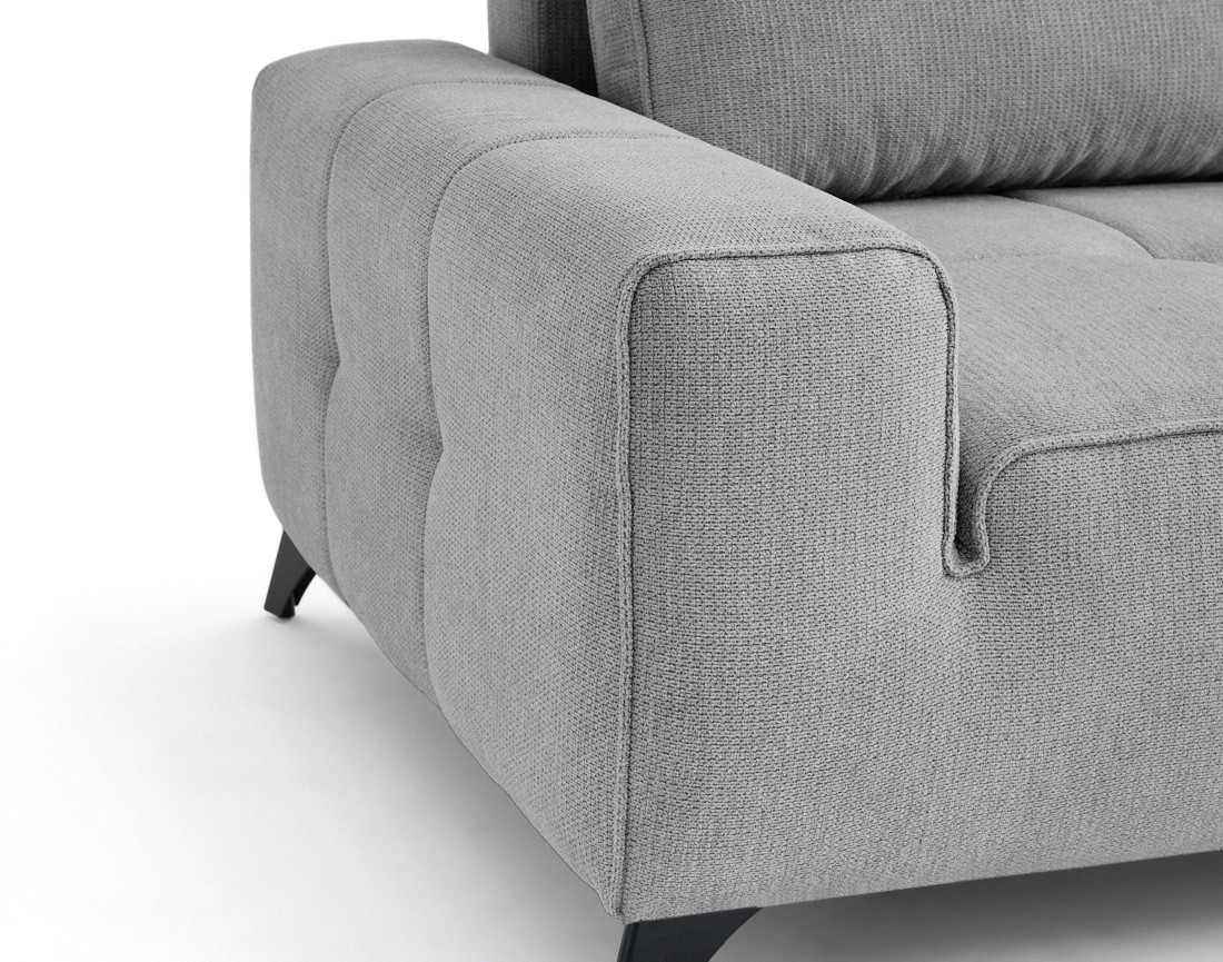 Canapé d'angle droit 4 places convertible avec coffre en tissu texturé Rimini Canapé d'angle droit 4 places convertible avec coffre en tissu texturé Rimini