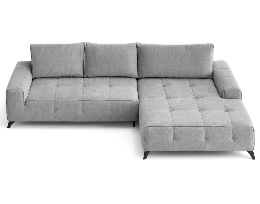 Canapé d'angle droit 4 places convertible avec coffre en tissu texturé Rimini Canapé d'angle droit 4 places convertible avec coffre en tissu texturé Rimini