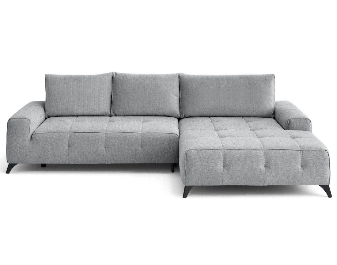 Canapé d'angle droit 4 places convertible avec coffre en tissu texturé Rimini Canapé d'angle droit 4 places convertible avec coffre en tissu texturé Rimini