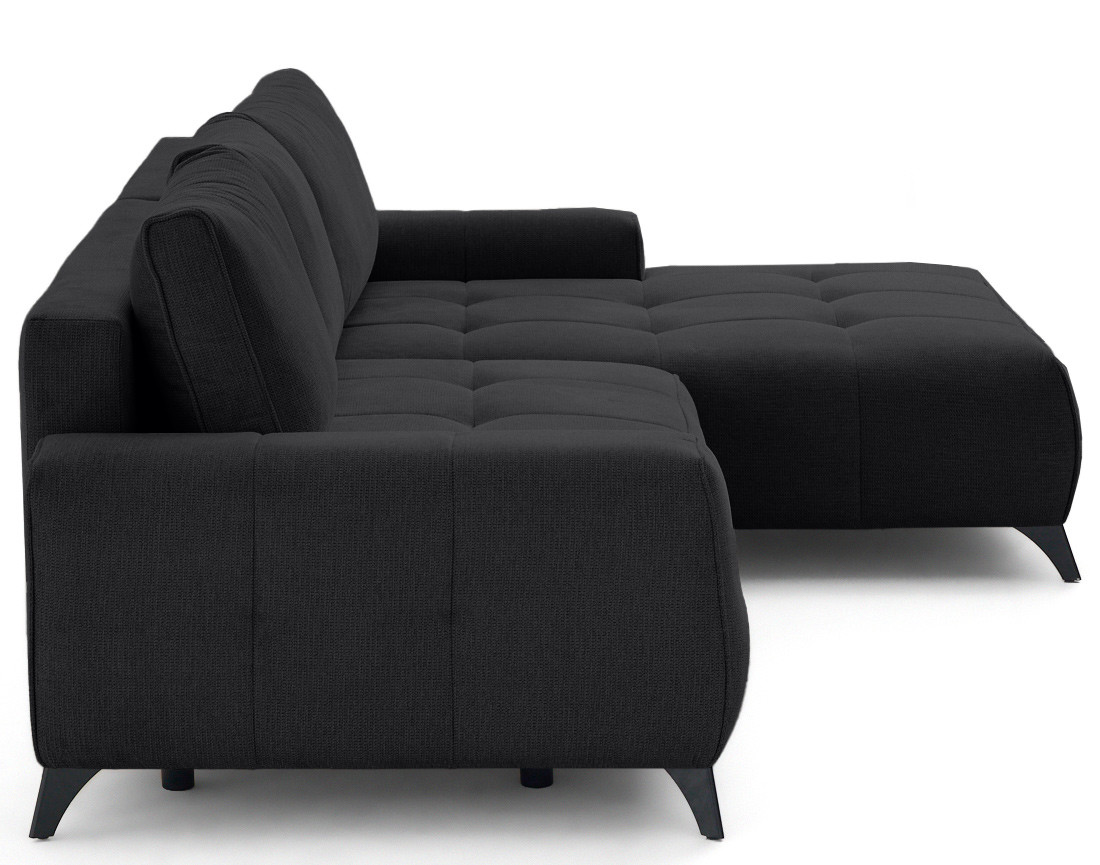 Canapé d'angle droit 4 places convertible avec coffre en tissu texturé Rimini Canapé d'angle droit 4 places convertible avec coffre en tissu texturé Rimini