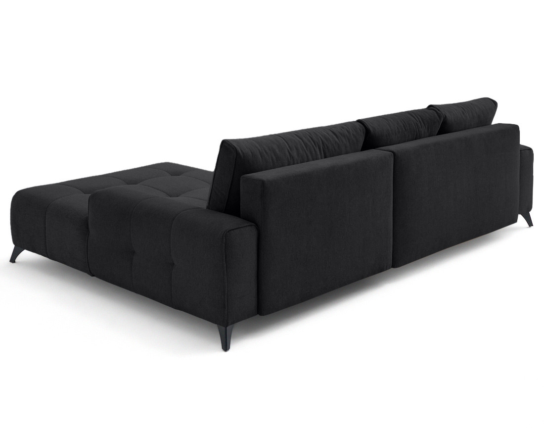 Canapé d'angle droit 4 places convertible avec coffre en tissu texturé Rimini Canapé d'angle droit 4 places convertible avec coffre en tissu texturé Rimini