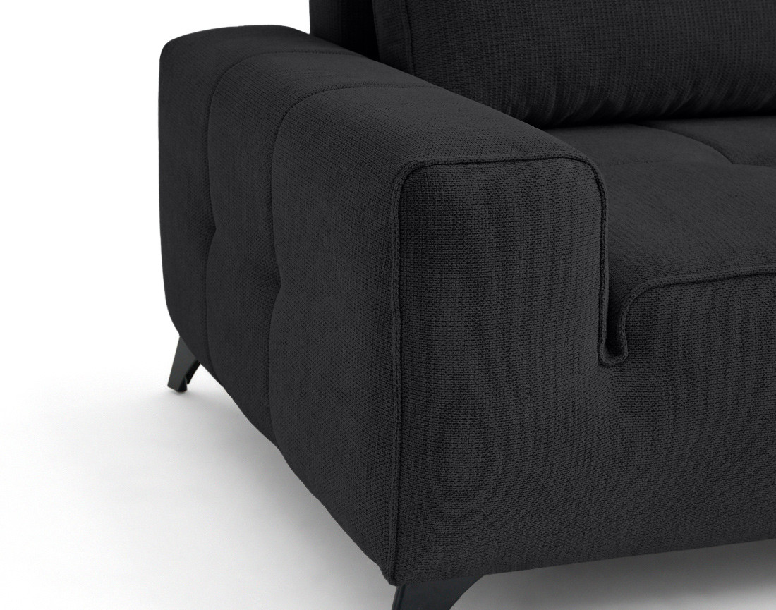 Canapé d'angle droit 4 places convertible avec coffre en tissu texturé Rimini Canapé d'angle droit 4 places convertible avec coffre en tissu texturé Rimini