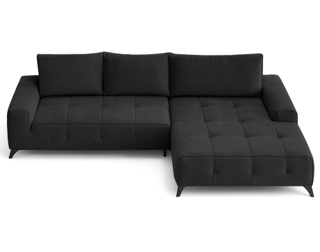 Canapé d'angle droit 4 places convertible avec coffre en tissu texturé Rimini Canapé d'angle droit 4 places convertible avec coffre en tissu texturé Rimini