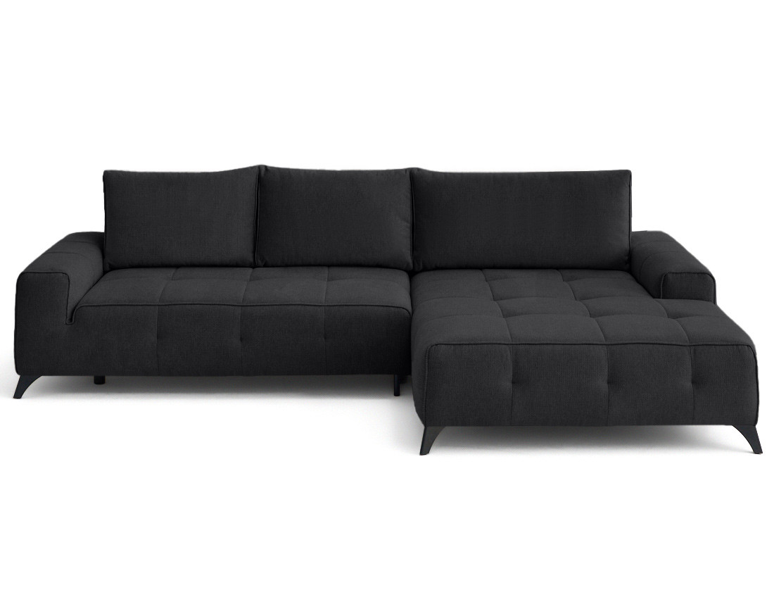 Canapé d'angle droit 4 places convertible avec coffre en tissu texturé Rimini Canapé d'angle droit 4 places convertible avec coffre en tissu texturé Rimini