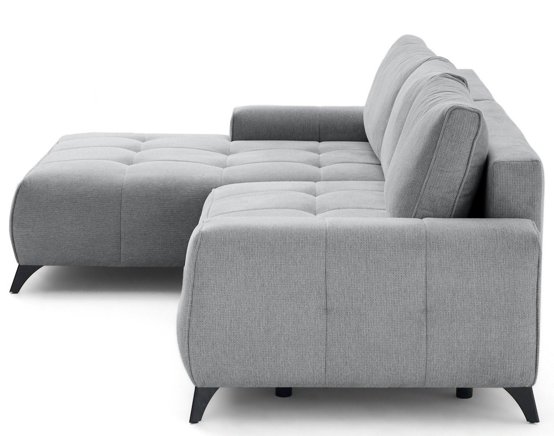 Canapé d'angle gauche 4 places convertible avec coffre en tissu texturé Rimini Canapé d'angle gauche 4 places convertible avec coffre en tissu texturé Rimini