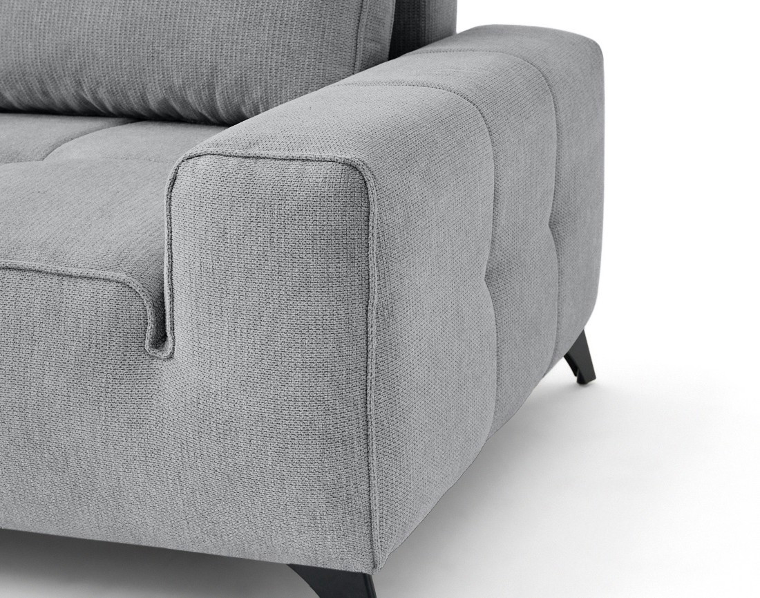Canapé d'angle gauche 4 places convertible avec coffre en tissu texturé Rimini Canapé d'angle gauche 4 places convertible avec coffre en tissu texturé Rimini