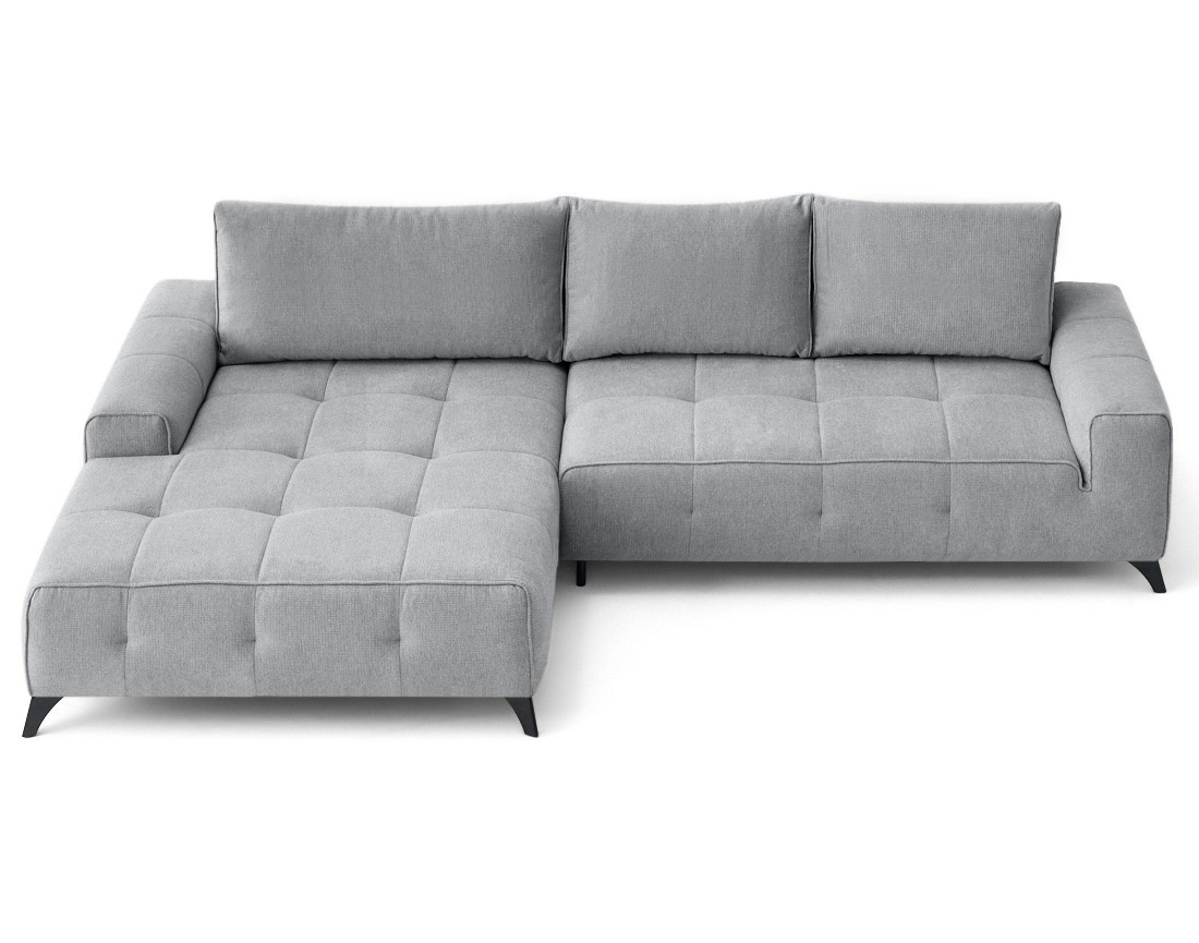 Canapé d'angle gauche 4 places convertible avec coffre en tissu texturé Rimini Canapé d'angle gauche 4 places convertible avec coffre en tissu texturé Rimini