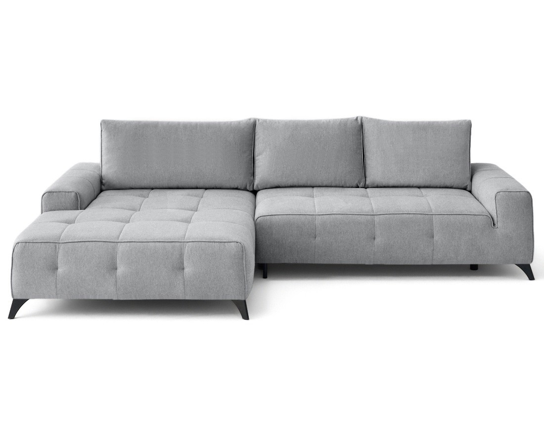 Canapé d'angle gauche 4 places convertible avec coffre en tissu texturé Rimini Canapé d'angle gauche 4 places convertible avec coffre en tissu texturé Rimini