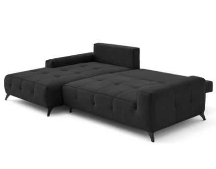 Canapé d'angle gauche 4 places convertible avec coffre en tissu texturé Rimini