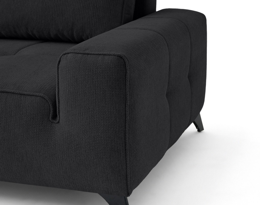 Canapé d'angle gauche 4 places convertible avec coffre en tissu texturé Rimini