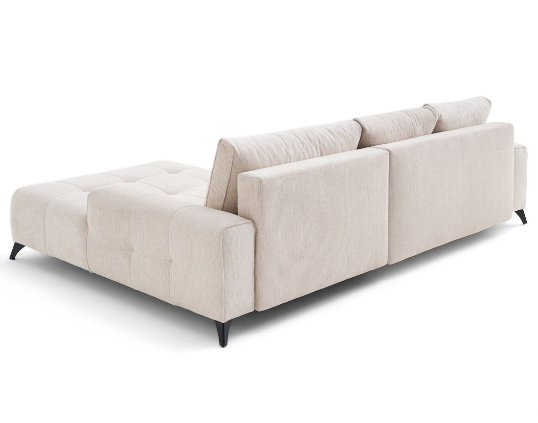 Canapé d'angle droit 4 places convertible avec coffre en tissu texturé Rimini