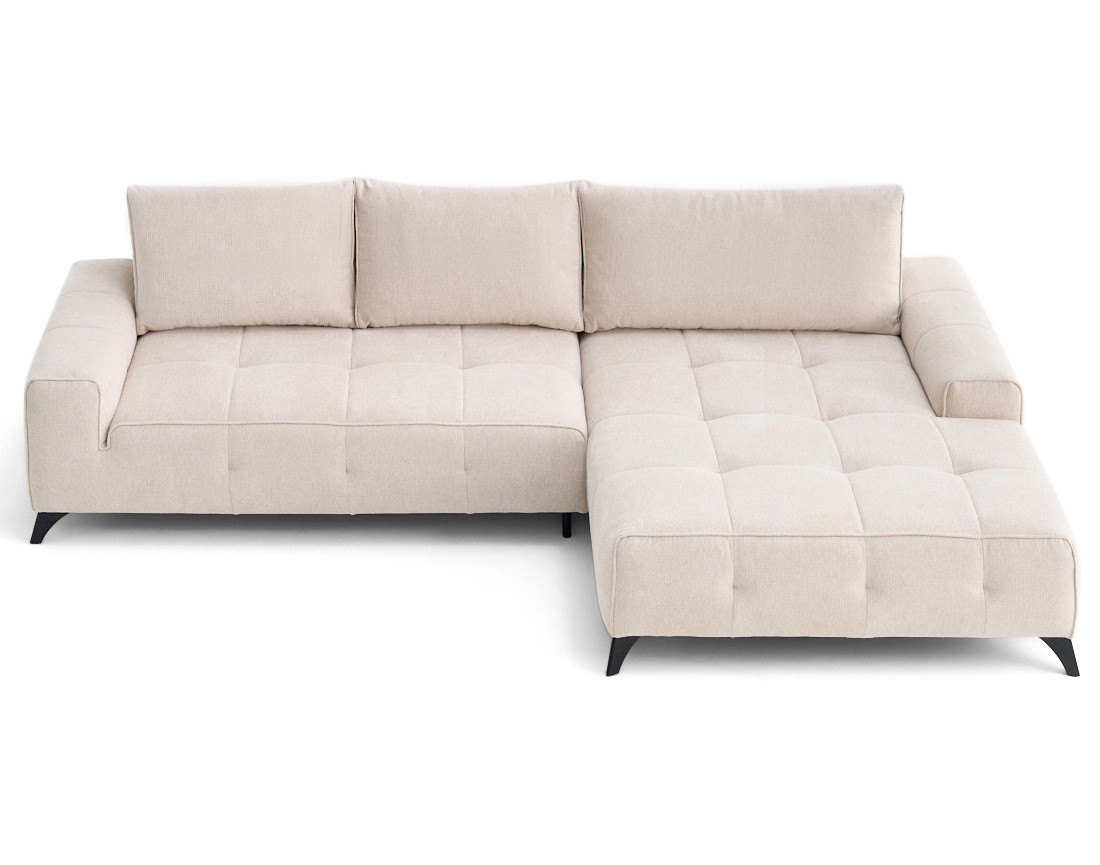 Canapé d'angle droit 4 places convertible avec coffre en tissu texturé Rimini