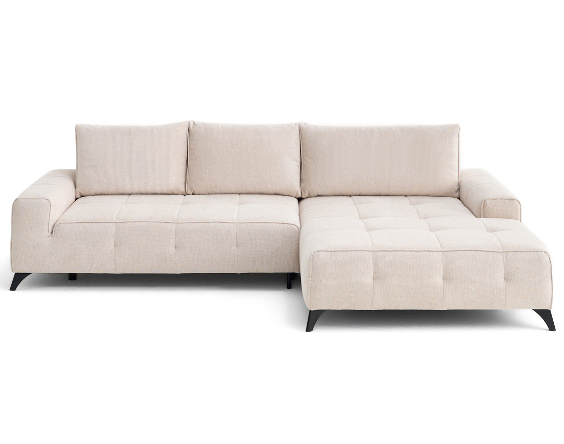 Canapé d'angle droit 4 places convertible avec coffre en tissu texturé Rimini