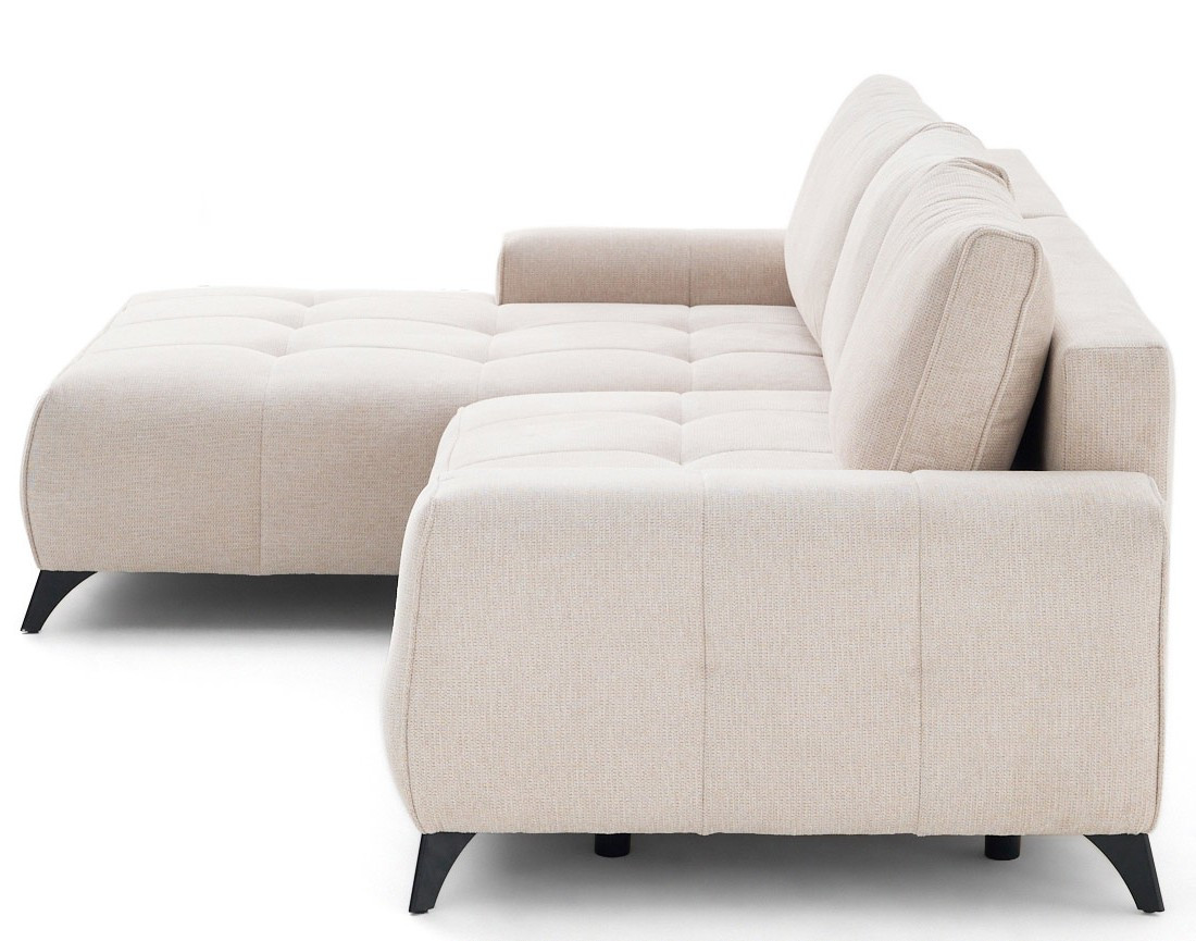 Canapé d'angle gauche 4 places convertible avec coffre en tissu texturé Rimini Canapé d'angle gauche 4 places convertible avec coffre en tissu texturé Rimini