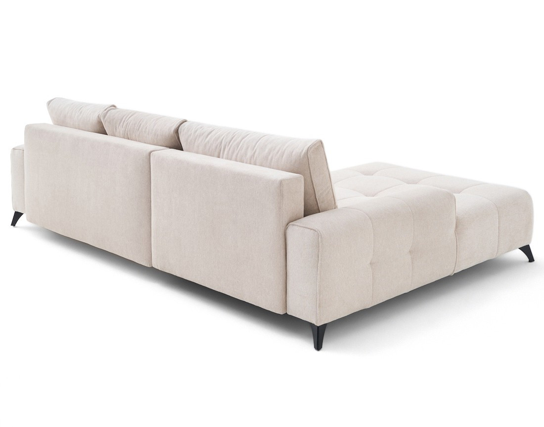 Canapé d'angle gauche 4 places convertible avec coffre en tissu texturé Rimini Canapé d'angle gauche 4 places convertible avec coffre en tissu texturé Rimini