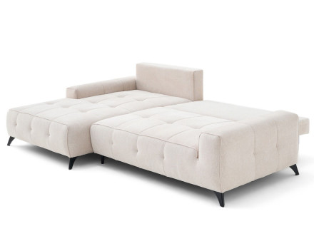 Canapé d'angle gauche 4 places convertible avec coffre en tissu texturé Rimini