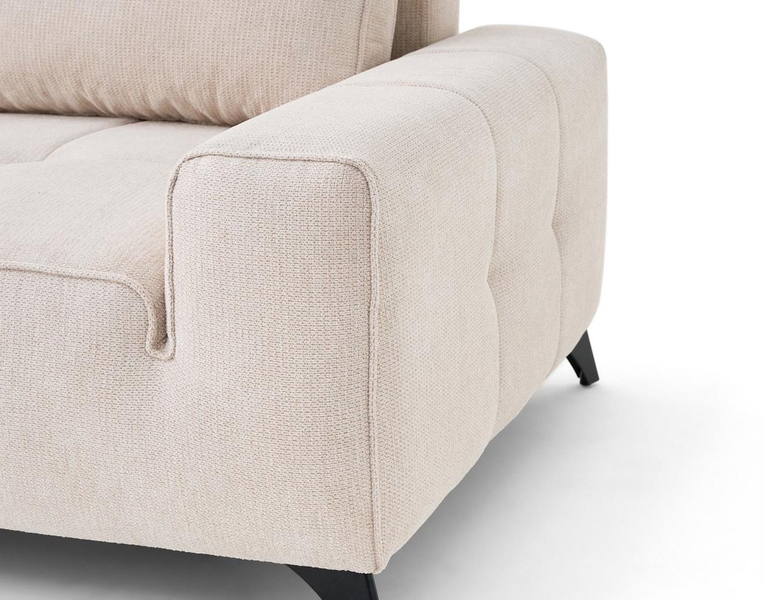 Canapé d'angle gauche 4 places convertible avec coffre en tissu texturé Rimini Canapé d'angle gauche 4 places convertible avec coffre en tissu texturé Rimini