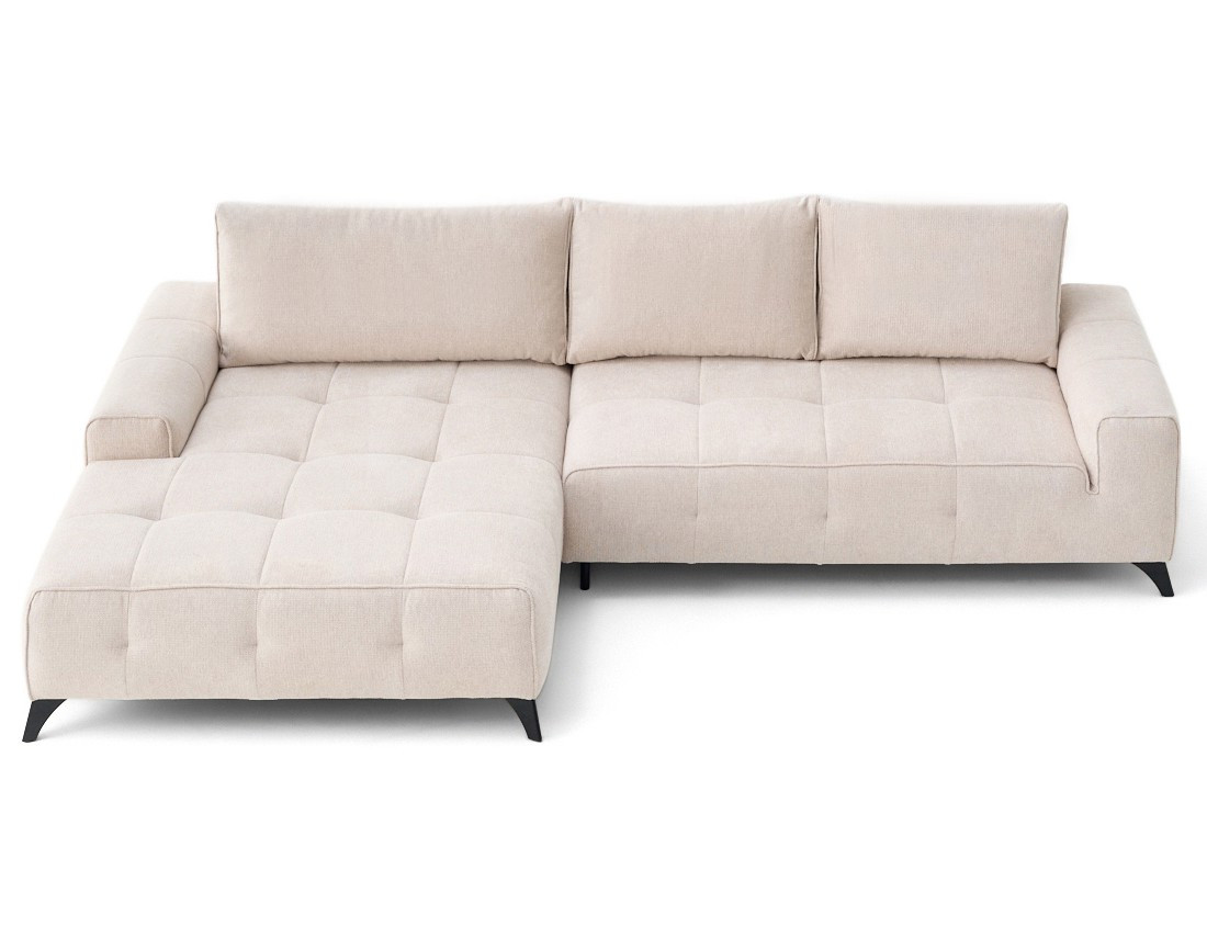 Canapé d'angle gauche 4 places convertible avec coffre en tissu texturé Rimini Canapé d'angle gauche 4 places convertible avec coffre en tissu texturé Rimini