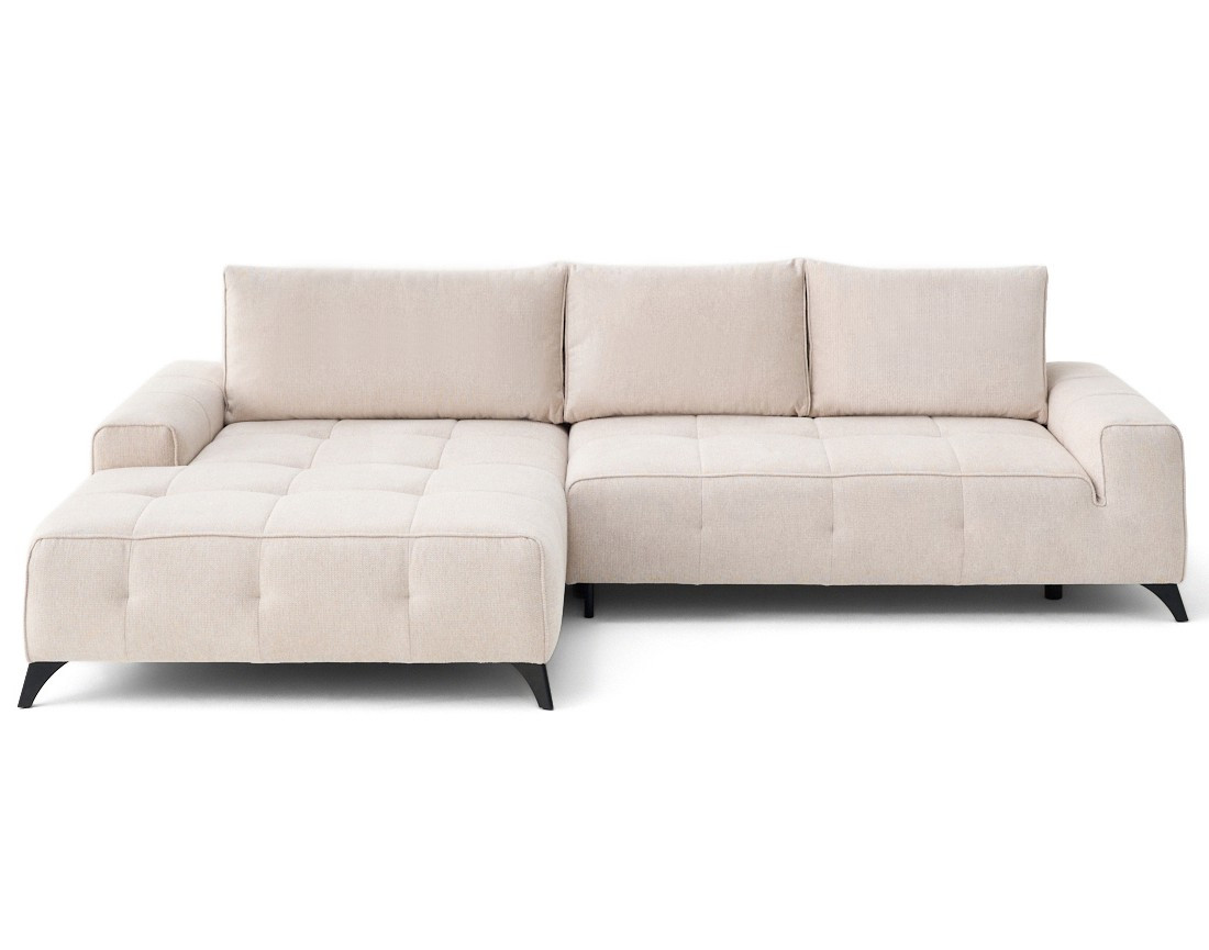 Canapé d'angle gauche 4 places convertible avec coffre en tissu texturé Rimini Canapé d'angle gauche 4 places convertible avec coffre en tissu texturé Rimini
