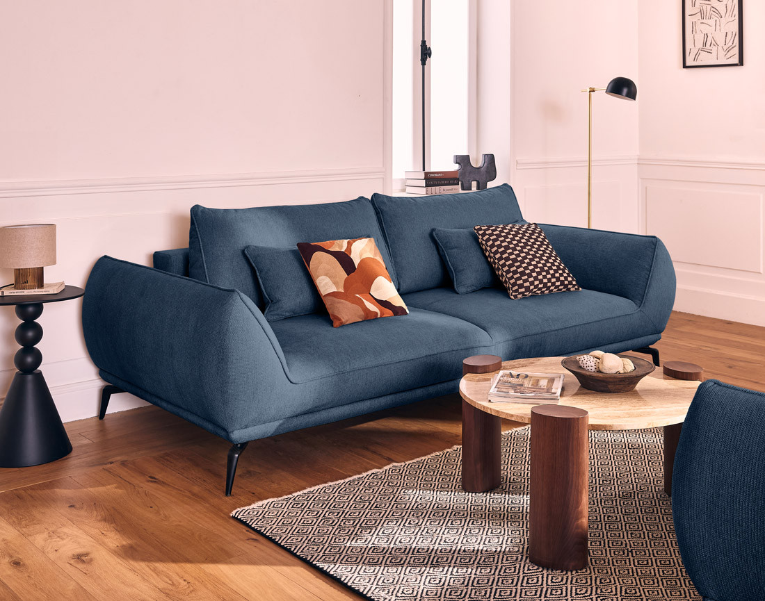 Canapé droit 3 places convertible en tissu texturé Arica