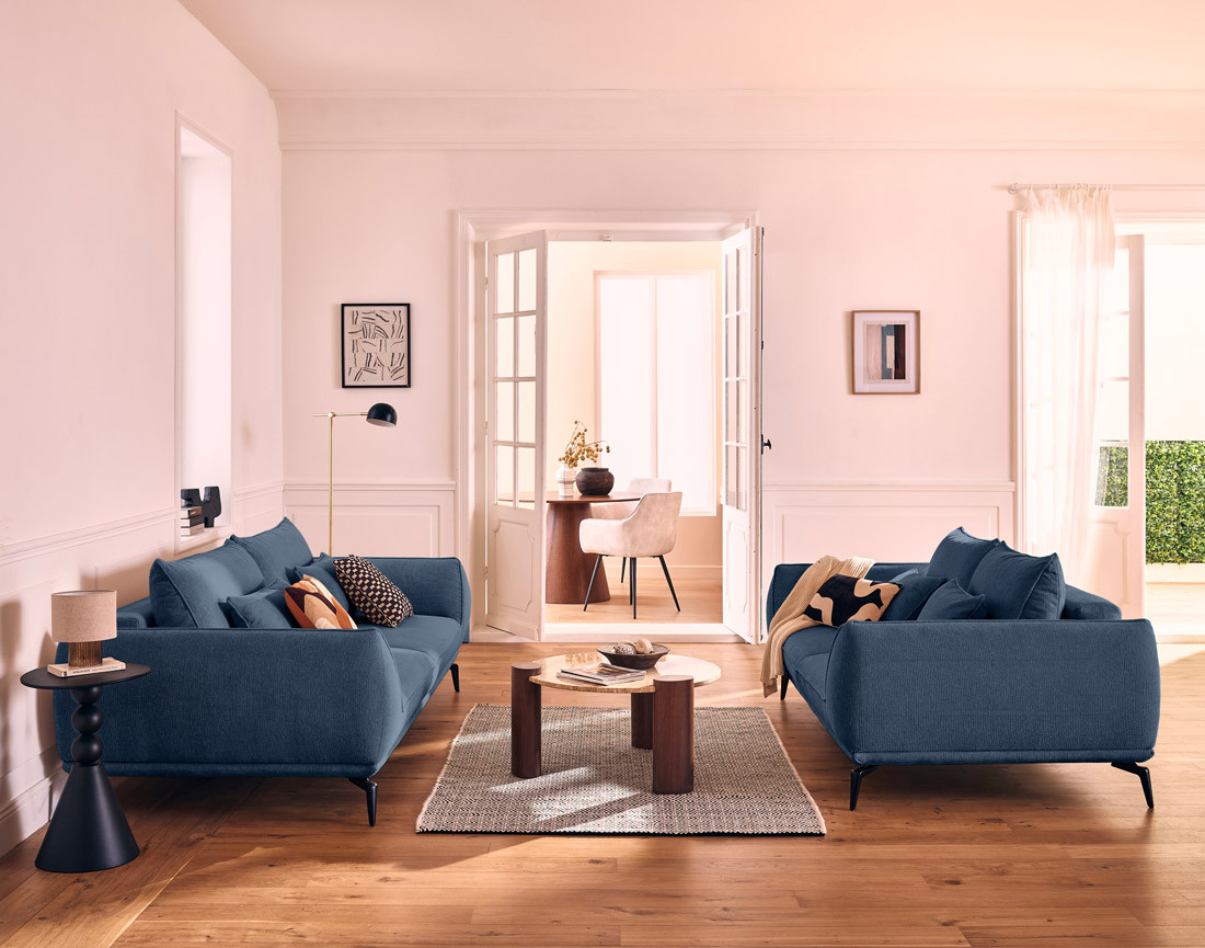 Canapé droit 3 places convertible en tissu texturé Arica