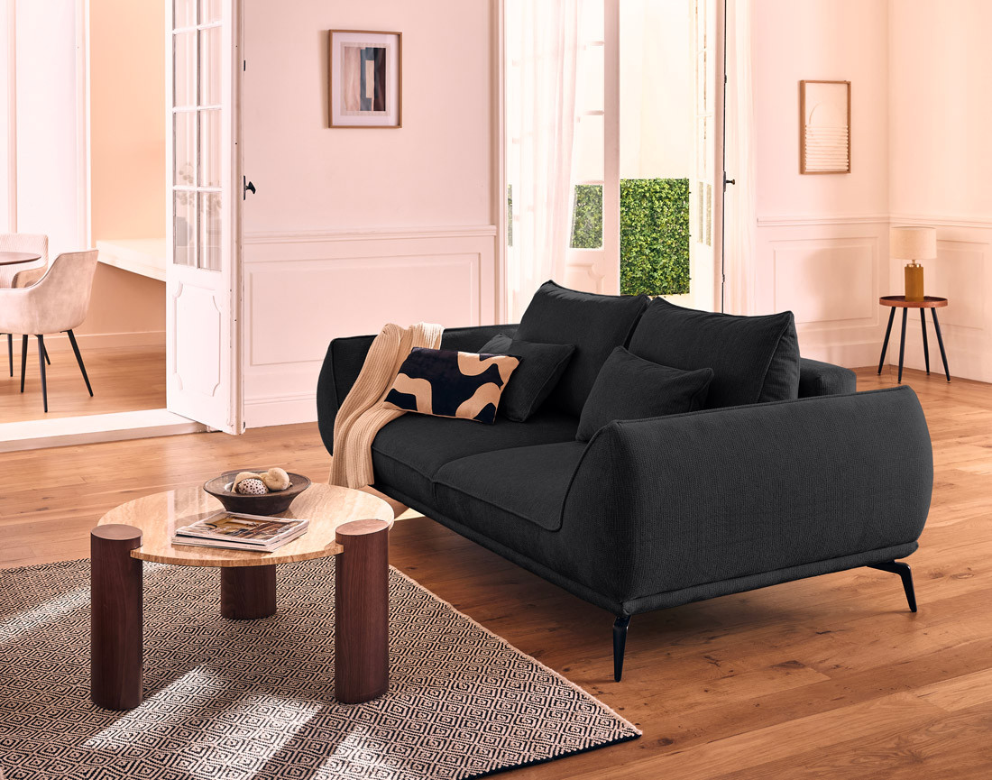 Canapé droit 2 places en tissu texturé Arica Canapé droit 2 places en tissu texturé Arica