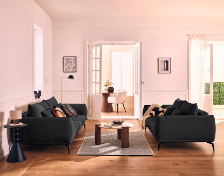 Canapé droit 2 places en tissu texturé Arica