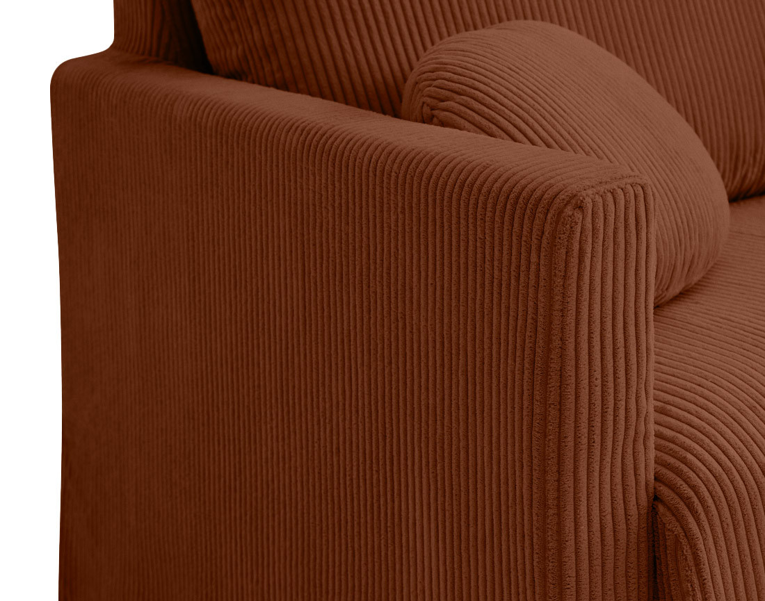 Canapé droit déhoussable 3 places en velours côtelé Serena
