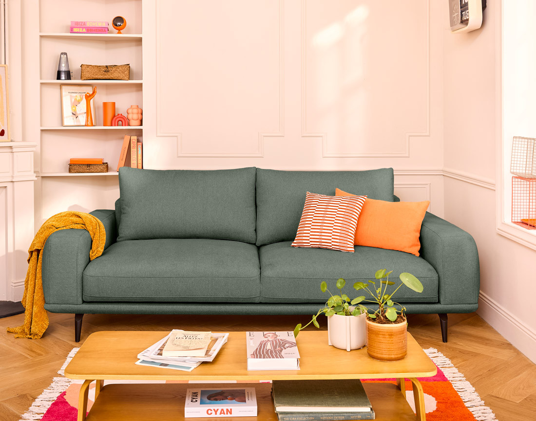 Canapé droit 3 places convertible en tissu Vicence