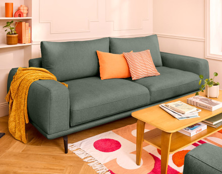 Canapé droit 3 places convertible en tissu Vicence