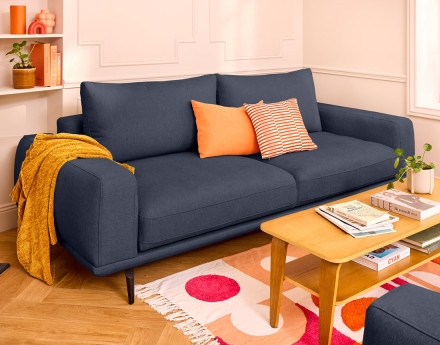 Canapé droit 3 places convertible en tissu Vicence