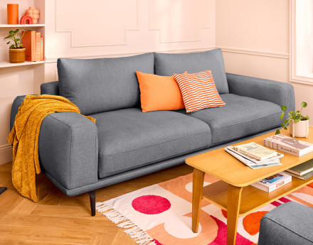 Canapé droit 3 places convertible en tissu Vicence