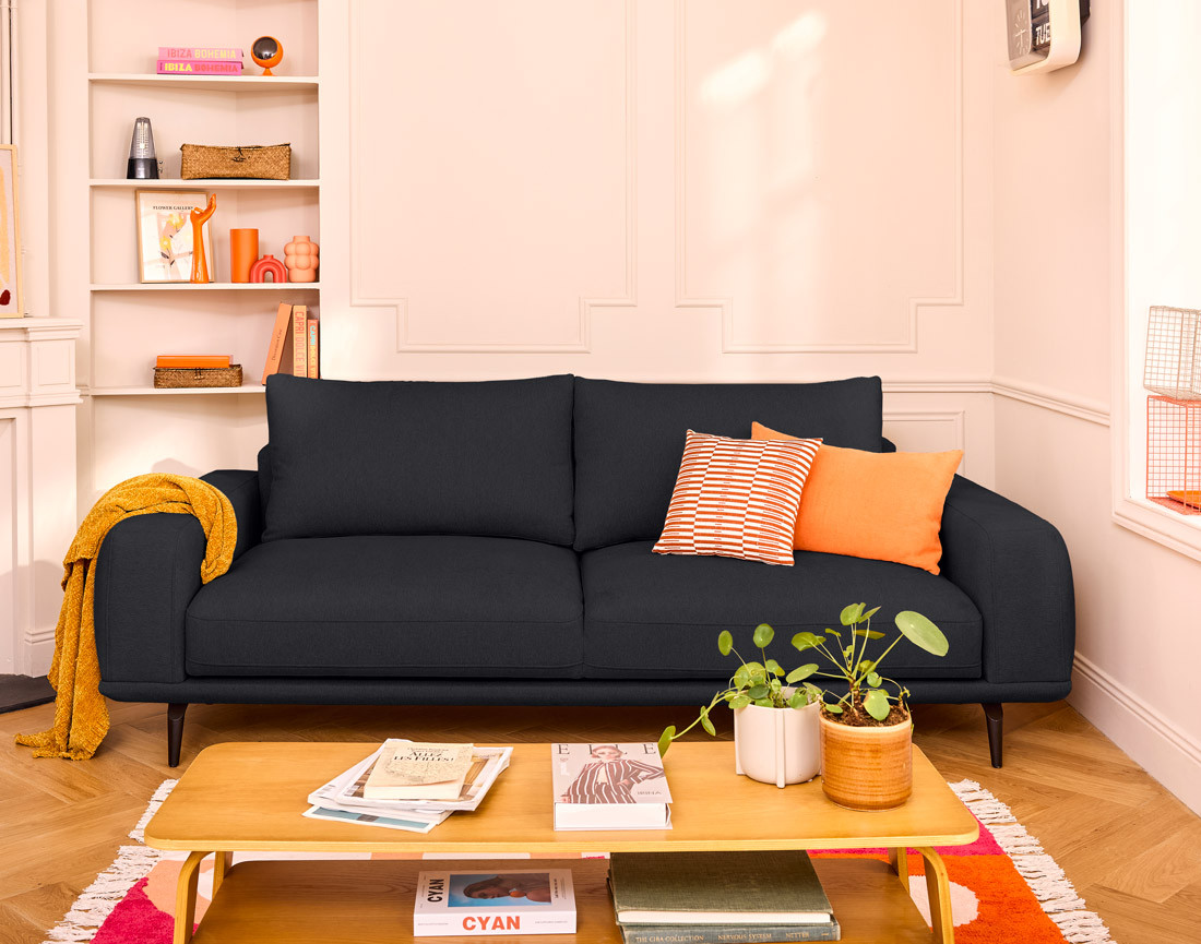 Canapé droit 3 places convertible en tissu Vicence Canapé droit 3 places convertible en tissu Vicence