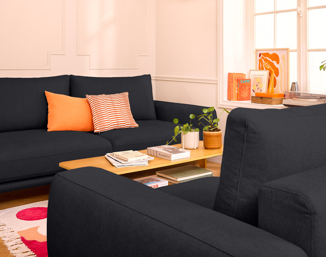 Canapé droit 3 places convertible en tissu Vicence Canapé droit 3 places convertible en tissu Vicence