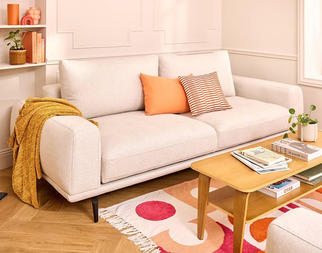 Canapé droit 3 places convertible en tissu Vicence