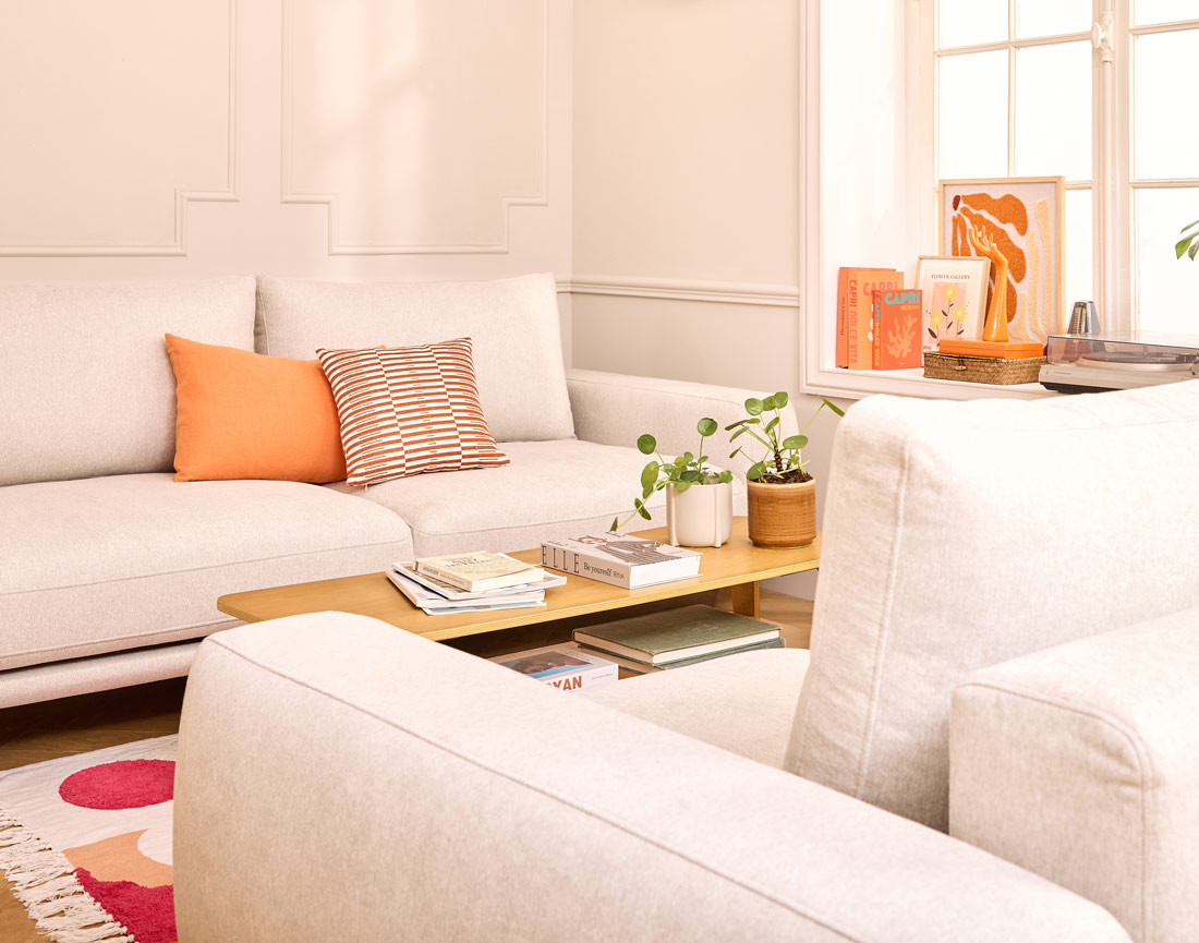 Canapé droit 3 places convertible en tissu Vicence