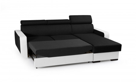 Dustin - Canapé d'angle réversible - 4 places - Convertible avec coffre - Têtières réglables Dustin - Canapé d'angle réversible - 4 places - Convertible avec coffre - Têtières réglables