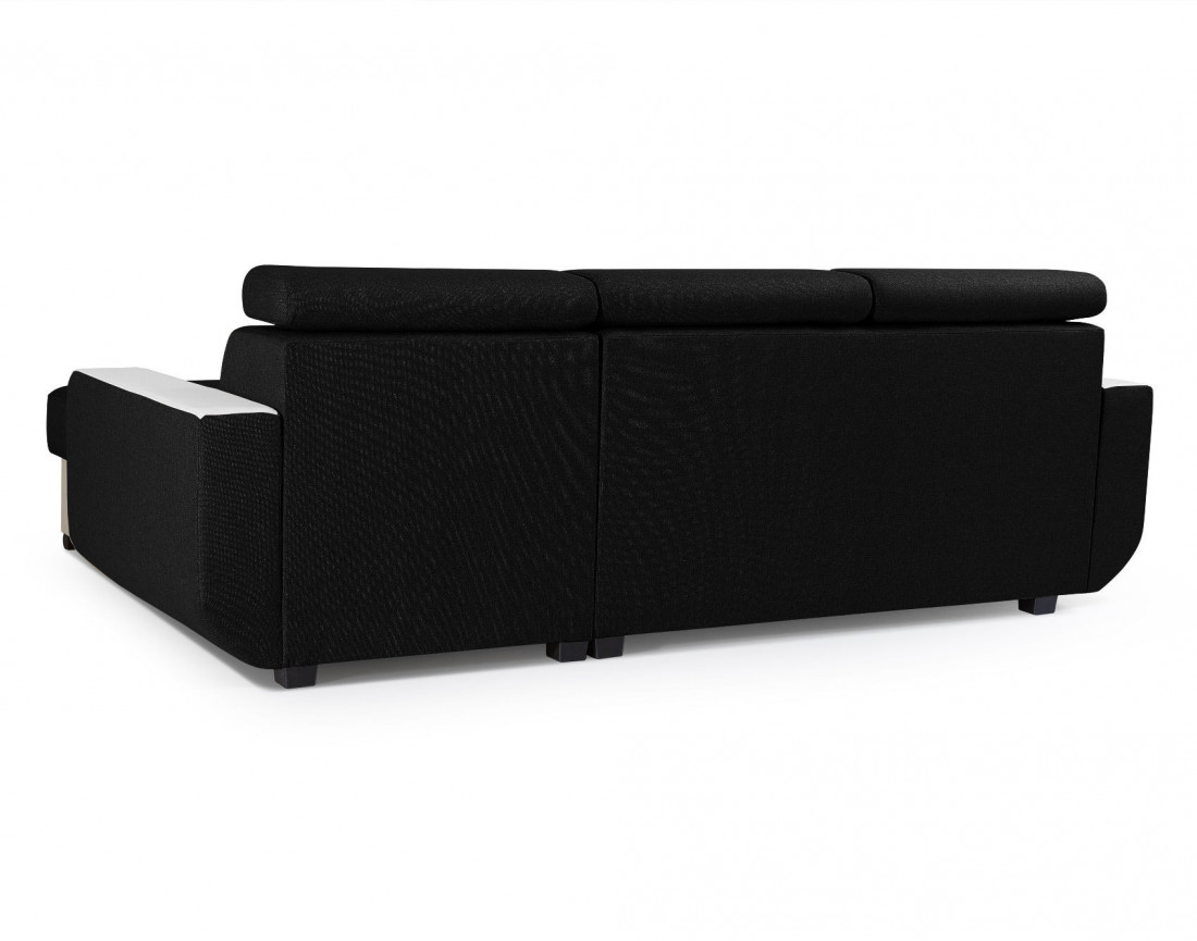 Dustin - Canapé d'angle réversible - 4 places - Convertible avec coffre - Têtières réglables