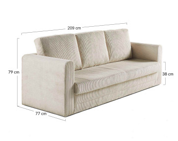 Canapé 3 places convertible déplimousse Marilia - Best Mobilier